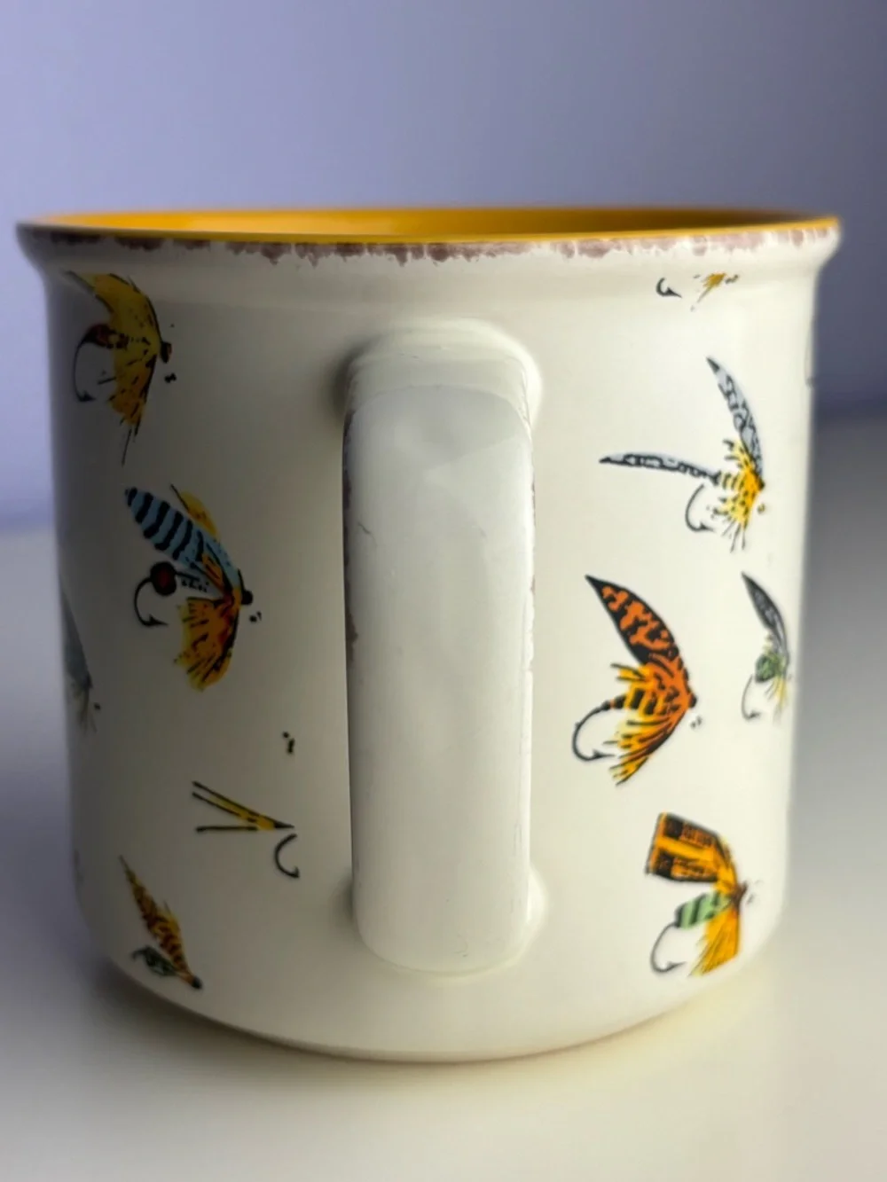 Ceramic So Fly Pattern Mug in Mustard Yellow and Cream Lip States “So Fly” - Picture 6 of 7
